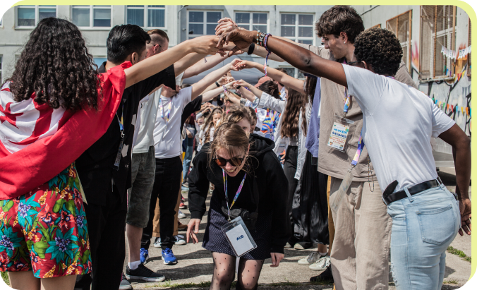 Participants taking part in a Windmill Tree activity